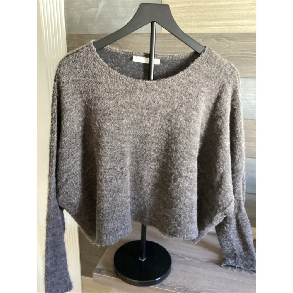 bryn Walker Womans Large Sweater Cropped Grey U.S.A Italian Fabric